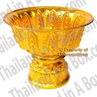 10 inches Tray Thai Lao Deep Bowl Style Buddhism Style Worship Offering Pedestal to Buddha Altar Amulet