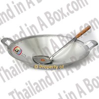 Aluminum Professional Asian Thai Chinese Chef Wok + Turner Spatula Set for Thai Chinese Ktchen