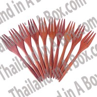 10 Pieces 5inches Wood Handmade Small Wooden Dessert Forks from Thailand