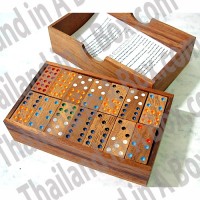 Thai Wooden Domino Game 56 Pieces Traditional Board Game Portable Set Handmade