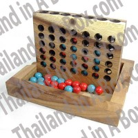 Wooden 4 in a Row Traditional Board Game Portable Travel Set