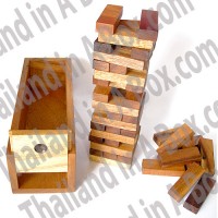 Wooden Stack and Fall Wood Tumbling Tower Stacking Game Travel Set